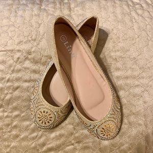Champagne Girls Rhinestone Flats